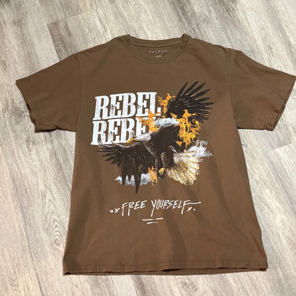Pacsun Rebel Rebel Eagle Graphic T Shirt Brown Men's‎ Medium